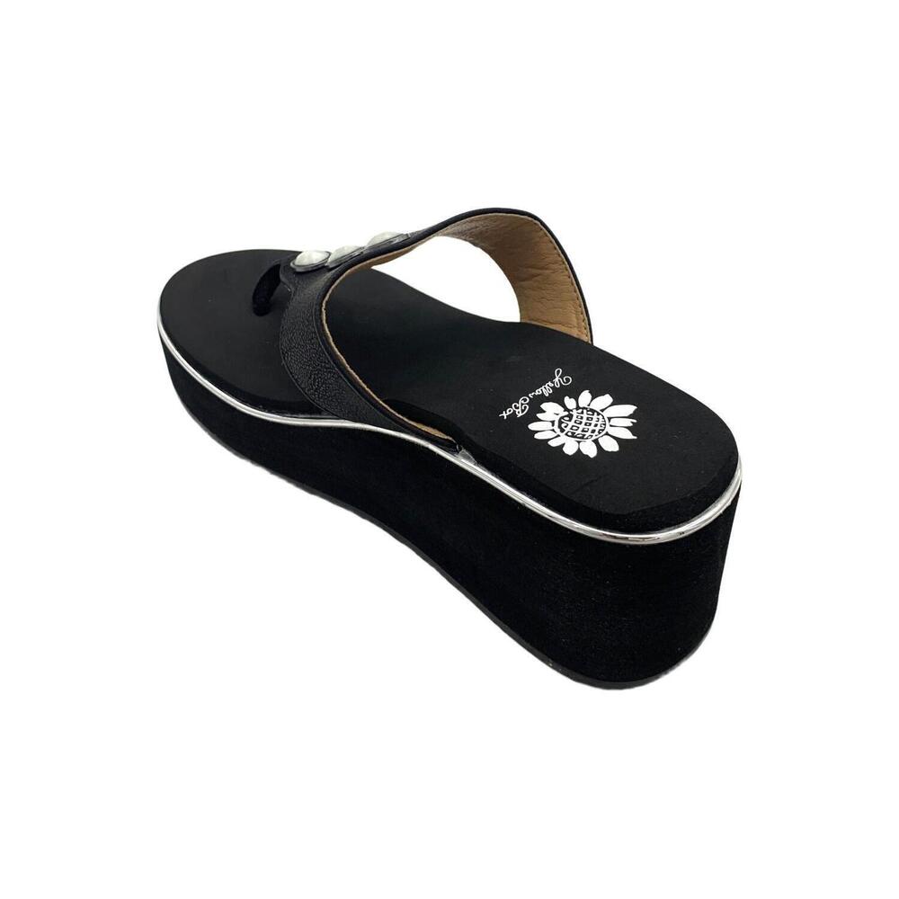 Yellow Box Women's Daize Slip-On Wedge Thong Sandals Black - Medium - Picture 3 of 3